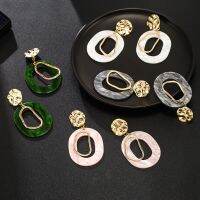 【YF】 Geometric Acrylic Fashion Statement ear clip Earrings For Women Vintage Resin Oval Round Earring 2020 Brincos Wedding Jewelry