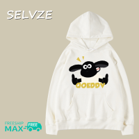 SELVZE เสื้อสเวตเตอร์มีฮู้ดสำหรับผู้หญิงลายแกะขนาดใหญ่ฤดูใบไม้ร่วง MODE Korea