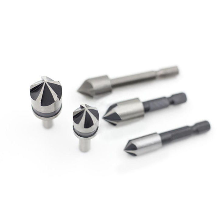 คลังสินค้าพร้อม-fonix-5pcs-5ขลุ่ยhss-countersink-drillชุดบิต90องศา1-4inch-shankอ่างล้างจานโลหะchamfering-cutterสำหรับงานไม้เครื่องมือ