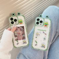 【เคสโทรศัพท์ฉี】เคสโทรศัพท์ตุ๊กตา Cartoon3D Sanrio Kero Kero Keroppi สำหรับ IPhone 14 13 12 11 Pro Max X XR XS MAX 7 8Plus ฝาหลังป้องกันการตกที่ชัดเจน