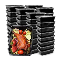 60 Pack Black Food Storage Containers with Lids Also Disposable Plastic Food Containers Containers Stackable to Go Containers