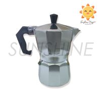 Chong Chong ShopMoka pot  หม้อต้มกาแฟ กาต้มกาแฟสด มอคค่าพอท อลูมิเนียม หม้อต้มกาแฟแบบแรงดัน สำหรับ 3 ถ้วย 150 ml