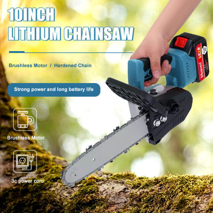 【Free Gift】4/10 Inch Cordless Chainsaw 588V Portable Handheld Power Saw