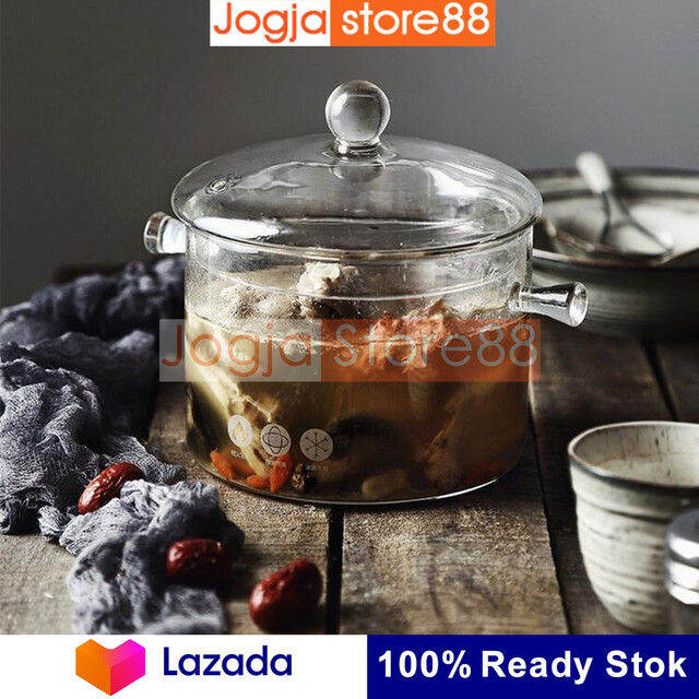 Panci transparan bahan kaca bening desain transparan material tahan