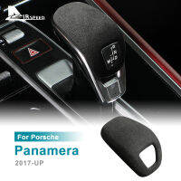 สติกเกอร์ฝาครอบจอยสติ๊กหัวกระปุกเกียร์ Airspeed Suede สำหรับ2017-2023 Porsche Panamera ฝาครอบลูกบิดเกียร์เครื่องป้องกันศีรษะอุปกรณ์ตกแต่งภายในรถยนต์