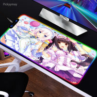 RGB Mouse Pad Kawaii Girl Anime Chocola Nekopara Table Mat PC Gamer Keyboard Gaming Accessories Desk Mat Mousepad LED Luminous