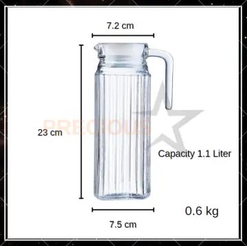 1pc Transparent 1.2 Liter Glass Pitcher with Lid Iced Tea Pitcher