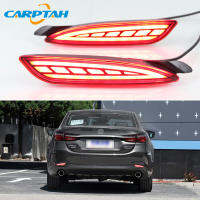 2ชิ้นสำหรับมาสด้า6 Mazda6 A Tenza LED ไฟตัดหมอกด้านหลังรถยนต์ LED กันชนแสงไฟเบรกที่มีเลี้ยวตัวบ่งชี้สะท้อน