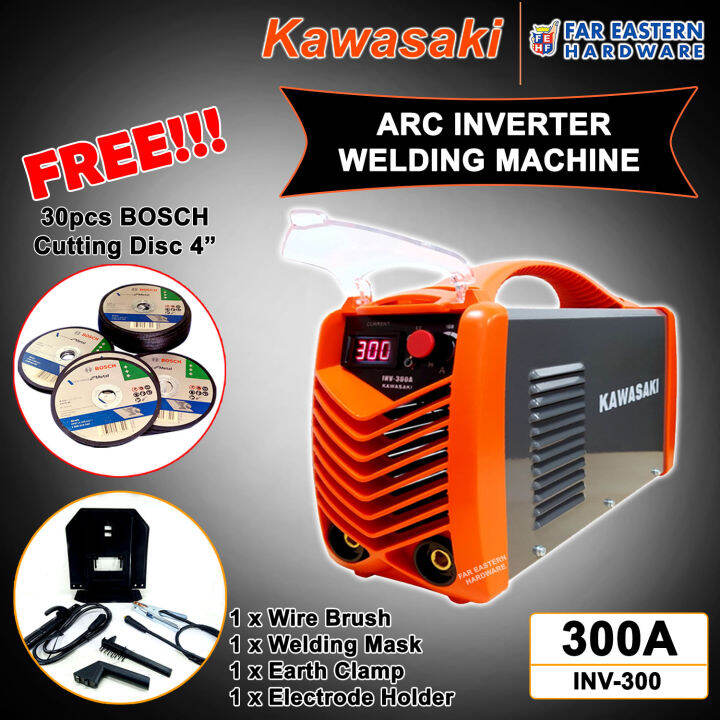KAWASAKI Arc Inverter Welding Machine 300A DC IGBT INV300A FREE 30PCS