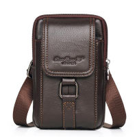 Men Genuine Leather CellMobile Phone Case Cross body Waist Pack Hip Bum Bags Fashion Casual Male Belt Hook Messenger Bag