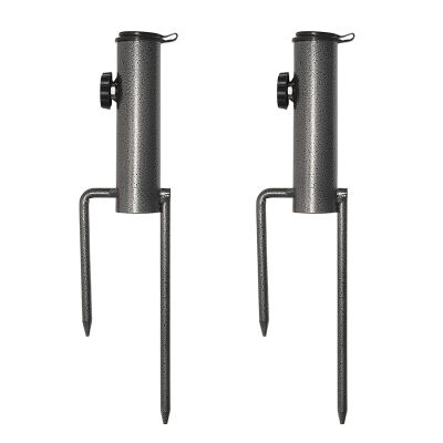 2PCS Patio Umbrella Steel Anchor Beach Umbrella Metal Holder Stands with Two Forks Safe Stand for Use in Soil