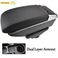 zxfgew รถ Dual Layer กล่องเก็บคอนโซลกลางหนัง Armrest ถ้วยสำหรับ Kia Rio 4 YB 2017 Central Part X-Line