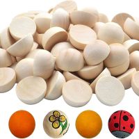 【YF】❇◄◆  Half Wood Balls Bead Unfinished Split Beads Round