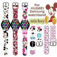 [HOT JUXLLKBKOW 514] Disney Mickey Mouse สำหรับ Huawei Watch 2Pro Gt/ GT2 Samsung Galaxy Watch/ Active2 /Gear Sport/ S3 Sz Classic Watchband 20มม. 22มม.