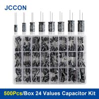 500Pcs 24 Values Electrolytic Capacitor Box Kit Range 0.1UF-1000UF 16V-50V Mix Aluminum Electrolytic Capacitor Assorted Kit