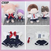 CXXP สีขาวและสีกรมท่า เสื้อผ้าตุ๊กตาผ้า 10/20ซม. โบว์น๊อต เครื่องแบบโรงเรียนขนาดเล็ก ของขวัญสำหรับเด็ก คอสเพลย์ ชุดกระโปรงเสื้อ ตุ๊กตายัดไส้ผ้าฝ้าย