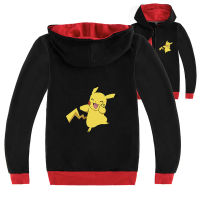 Pikachu เสื้อโค้ทแบบมีซิปสำหรับเด็กผู้หญิง,เสื้อแจ็คเก็ตแขนยาวมีฮู้ดแบบลำลองใส่เข้าได้กับทุกชุดเสื้อผ้าเด็กสำหรับฤดูใบไม้ผลิและฤดูใบไม้ร่วงปี L2360ผ้าคอตตอน