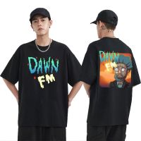 The Weeknd Dawn FM Double Sided Printed Tshirt Male Black Street Tees Men Hip Hop Vintage T-shirts Mens Fashion T Shirt