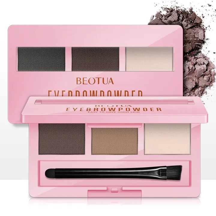 👩🏿BEOTUA คิ้วฝุ่น คิ้วกันน้ำ 3 เฉดสี มาพร้อมแปรงเขียนคิ้ว สีสวย ติดทน ...