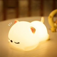 Cute Cat Night Light USB Rechargeable Silicone Night Lights Touch Sensor Bedroom Bedside Lamp with Remote for Kids Baby Gift