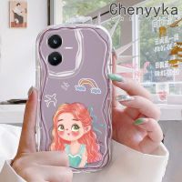 เคส Chenyyyka สำหรับ VIVO Y22เคส Y22s ลายการ์ตูนสาวน่ารักเนื้อครีมดีไซน์ใหม่ขอบคลื่นนุ่มเคสมือถือกันกระแทกแบบใสฝาครอบป้องกันที่เรียบง่ายอ่อนโยน