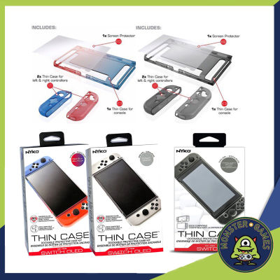 Nyko Thin Case พร้อมกันรอยกระจกในเซต for Nintendo Switch / Nintendo Switch OLED (เคสswitchใส่ dock ได้)(เคสบางswitch ใส่ Dock ได้)(Nyko switch case)(Thin Case Switch)