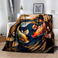 2023 Koi Carp Naturalize Yin Yang Fish Blanket,Soft Throw Blanket for Home Bedroom Bed Sofa Picnic Travel Office Cover Blanket Kids