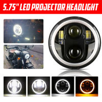 75W 5.75นิ้ว LED ไฟหน้ารถจักรยานยนต์ W Angel Eyes High Low Beam Projector สำหรับ Dyna Sportster รุ่นไฟหน้า