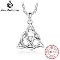 925เงินสเตอร์ลิงวินเทจปมสร้อยคอศิลปะจี้ Triquetra Trinity Chain สำหรับสาว Lam Hub Fong