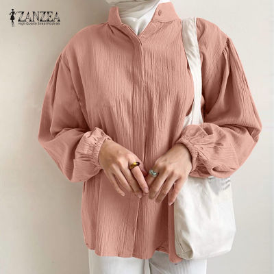 (สินค้ามาใหม่)(จัดส่งฟรี)Fancystyle ZANZEA Muslimah ผู้หญิงเสื้อตัวหลวมแบบมุสลิม Abaya Kaftan แขนพัฟเสื้อยืดคอกลมพิมพ์ลายหลวมเสื้อเชิ้ตเรียบง่าย