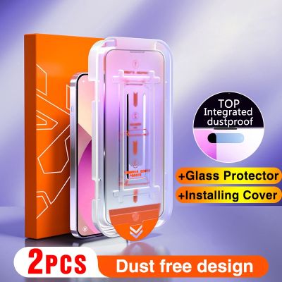 hot【DT】 2PCS Oleophobic Dust free Installation Protector iPhone 14 13 12 PRO MAX XS X XR Tempered Glass Film