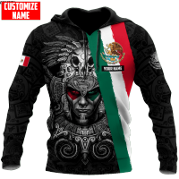 New Mens Zippered Hooded Casual Pullover, Fashionable Printing, Mexican Warrior Flag, Aztecs 3d Tdd138 popular