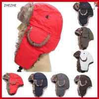 ZHEZHE อบอุ่น ผู้ดักสัตว์ ขน หมวกกันหนาว หมวกสกี หมวกฤดูหนาวหมวก รัสเซีย Ushanka