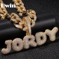 UWIN Big Clasp Custom Name Letters Pendant With 20mm Cuban Link Chain Iced Cubic Zirconia Fashion Jewelry Pendant Necklaces