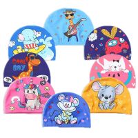 Cute Swimming Cap for Children Elastic Fabric Cartoon for Long Hair Lovely Kids Protect Ears Swim Pool Hat for Boys Girls Swim Swim Caps