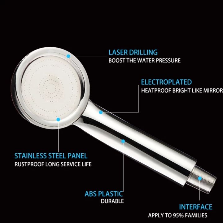 หัวฝักบัวอุปกรณ์เสริม-abs-โครเมี่ยมในห้องน้ำทรงกลมแบบใช้มือจับแรงดันสูงหัวฝักบัวประหยัดน้ำ