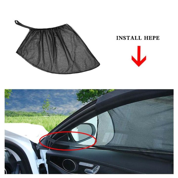 cw-4pcs-car-front-amp-rear-side-windowvisormesh-cover-sunshade-insulationmosquito-fabric-shield-uv-protector