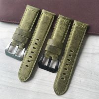 Suitable For 24mm Grass Green Imported Italian Calfskin Leather Watch Strap Fits Pepanerai Fat Sea Chain