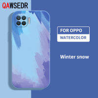 QAWSEDR สำหรับ Oppo A93 F17 PRO RENO 4F สีน้ำตรงขอบสี่เหลี่ยม Carema ป้องกันเต็มรูปแบบซิลิโคนเคสใส่โทรศัพท์นุ่มเคสโทรศัพท์ฝาครอบสี่เหลี่ยม