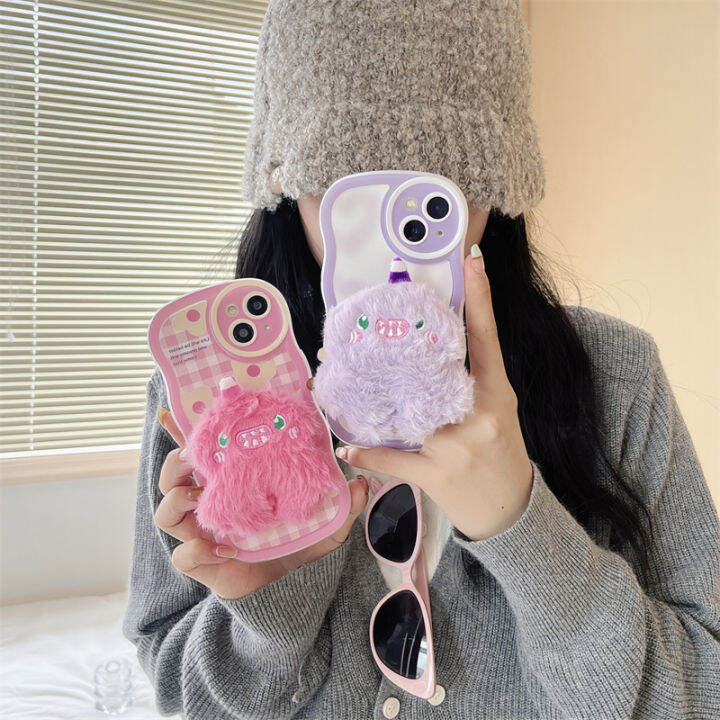 เคสโทรศัพท์สีชมพู-monster-stand-สำหรับ-iphone14-girls-iphone12promax-เคสโทรศัพท์สีม่วงสำหรับ-iphone-xr-เคส-wave-edge-แฟชั่นสำหรับ-iphone13-plush-puffy-stand-เคสโทรศัพท์สำหรับ-iphone11-stun-dye-dream-l