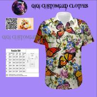 Butterfly Flower Hawaiian Shirt Suitable for All Seasons, Casual High Quality Hawaiian Shirt, Unisex, Size S-3XL