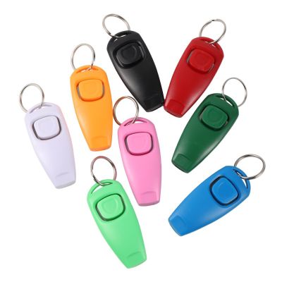 ；【‘； 2 In 1 Pet Clicker Dog Training Whistle Answer Card Pet Dog Trainer Assistive Guide With Key Ring Dog Pet Supplies