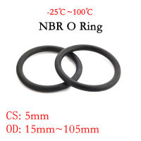 【2023】10pcs NBR O Ring Seal Gasket CS 5mm OD 15~105mm Nitrile Butadiene Rubber Spa Oil Resistance Washer Round Shape Black