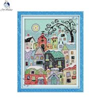 【CC】 Snow Street SceneryCounted Printed on Fabric DMC 14CT 11CT kits Embroidery Needlework Sets