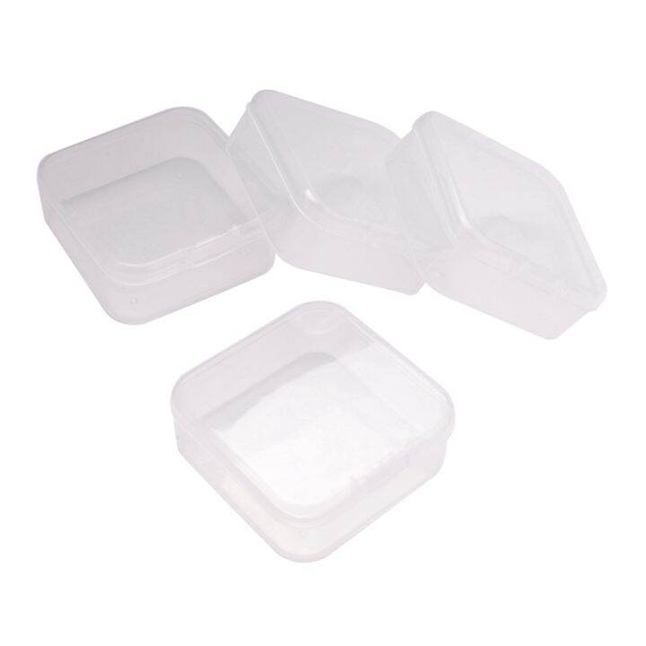 Small Clear Plastic Beads Storage Containers Box with Hinged Lid for