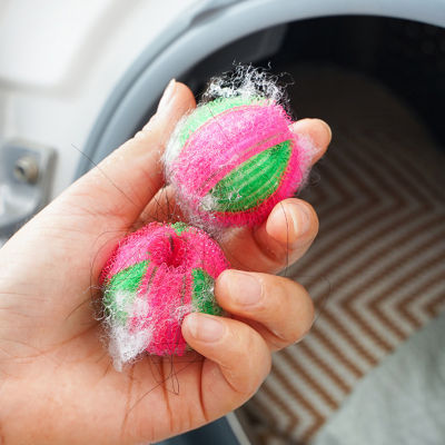 HJI อุปกรณ์ที่กำจัดขนลูกบอลดูดขนทำจากไนลอนจำนวน6ชิ้น Bola Laundry มหัศจรรย์สำหรับกำจัดของจิปาถะในเสื้อผ้า
