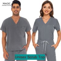 Scrubs Women Uniform nursing Blouse Short Sleeve V-Neck Pocket Care Worker Shirt Top Sexy Summer Solid Color Medical Accessories