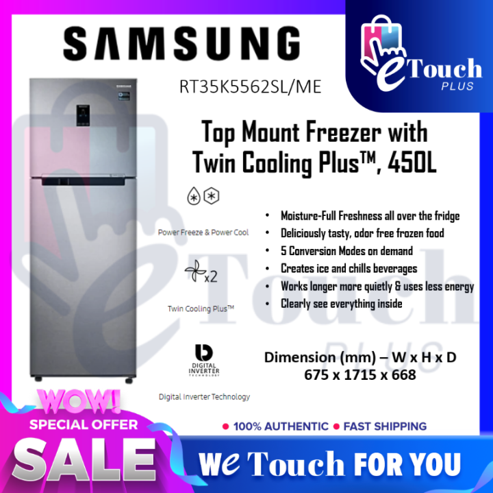 samsung rt35k5562sl me 2 door fridge 450l