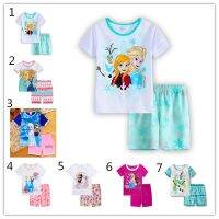 Frozen Elsa Anna Kids Girls Sleepwear Pajama Outfit T-shirt Pants Homewear