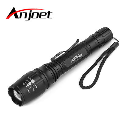 Anjoet Super Waterproof XML-T6 LED Tactical Flashlight Zoomable Torch Lamp Light 5-Mode Use 2x18650 Hunting Camping lanternal